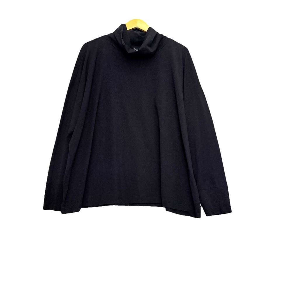 Marla Wynne Layers Turtleneck Tunic Top 2X Black Casual Basic Minimalist Layers